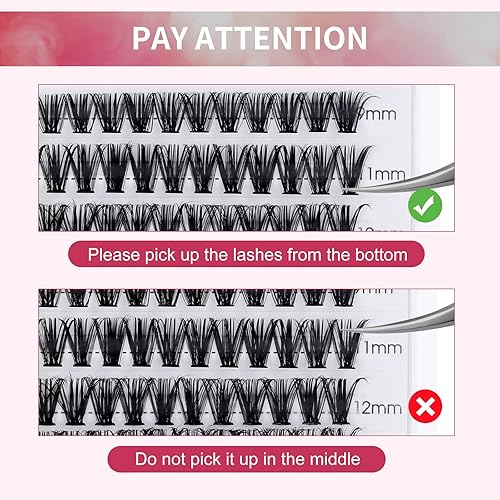 Miniatura 6 de FADVAN - 240 extensiones de pestañas individuales, para bricolaje, 30D+40D, rizo C, mezcla de 0.354-0.630 pulgadas, pestañas en racimo naturales,