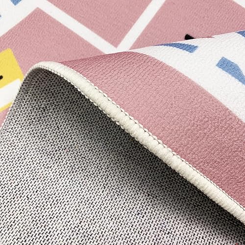 Miniatura 7 de Hopscotch - Alfombra de coche de 4 x 6 pies, alfombra de juegos para niños, alfombra rosa para dormitorio, sala de juegos, alfombra antideslizante