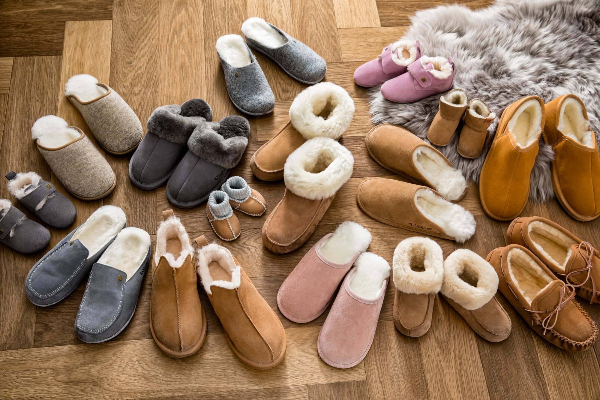 Fellhof Lammfell Hausschuh TRENDY Damen Herren Fell Pantoffeln für Winter & Sommer Hausschuhe aus ECHTEM Lammfell