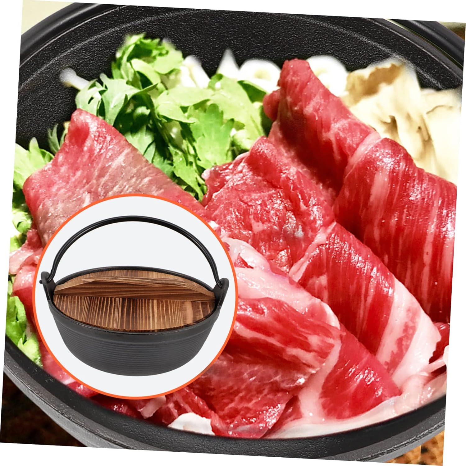 1set Cast Iron Soup Pot Lid Japanese Stew Pot Non-stick Kitchen Cookware Household Use