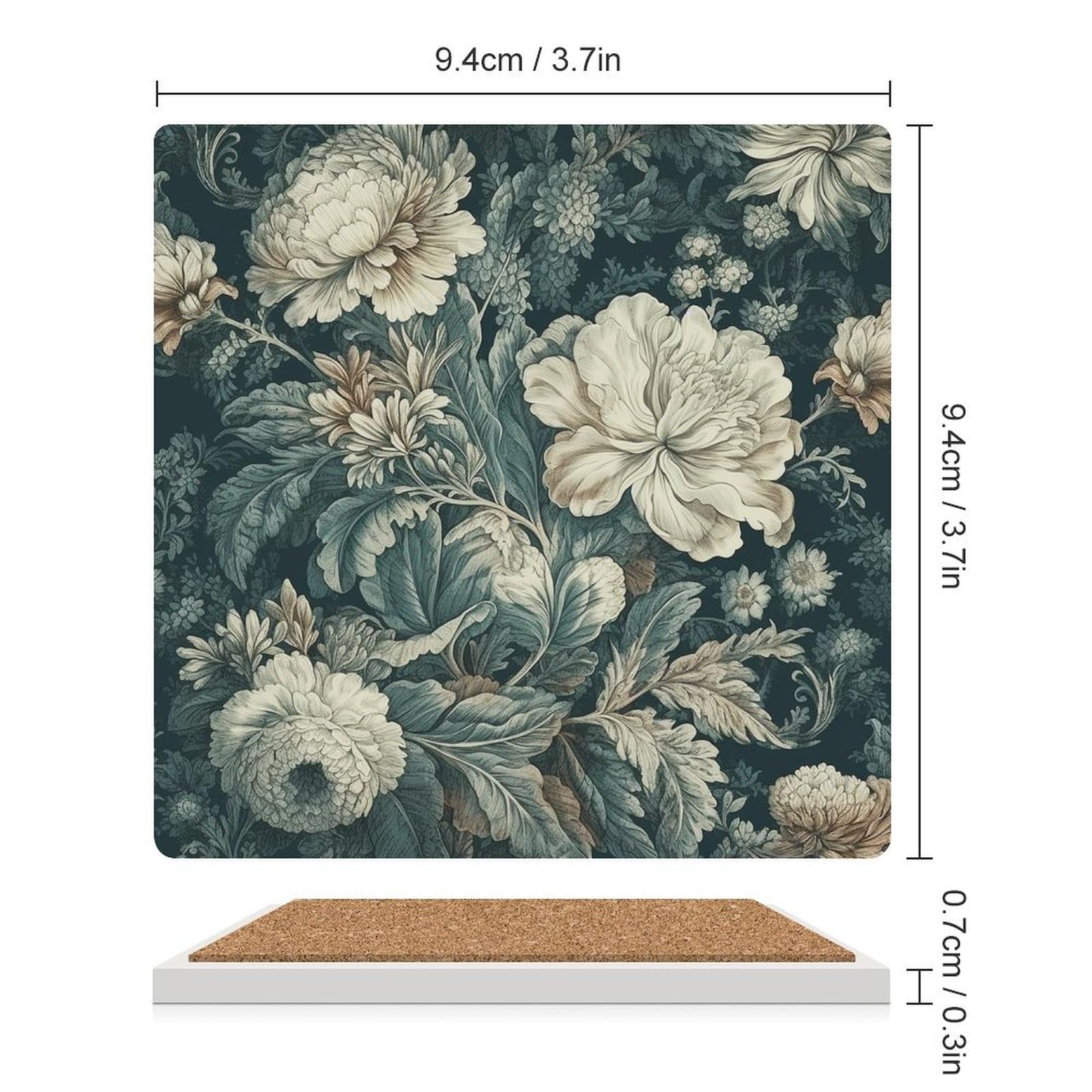 Posavasos para decoración de mesa, juego de 6 posavasos para mesa de café, reutilizables, con estampado de flores, para mesa de comedor y sala de estar