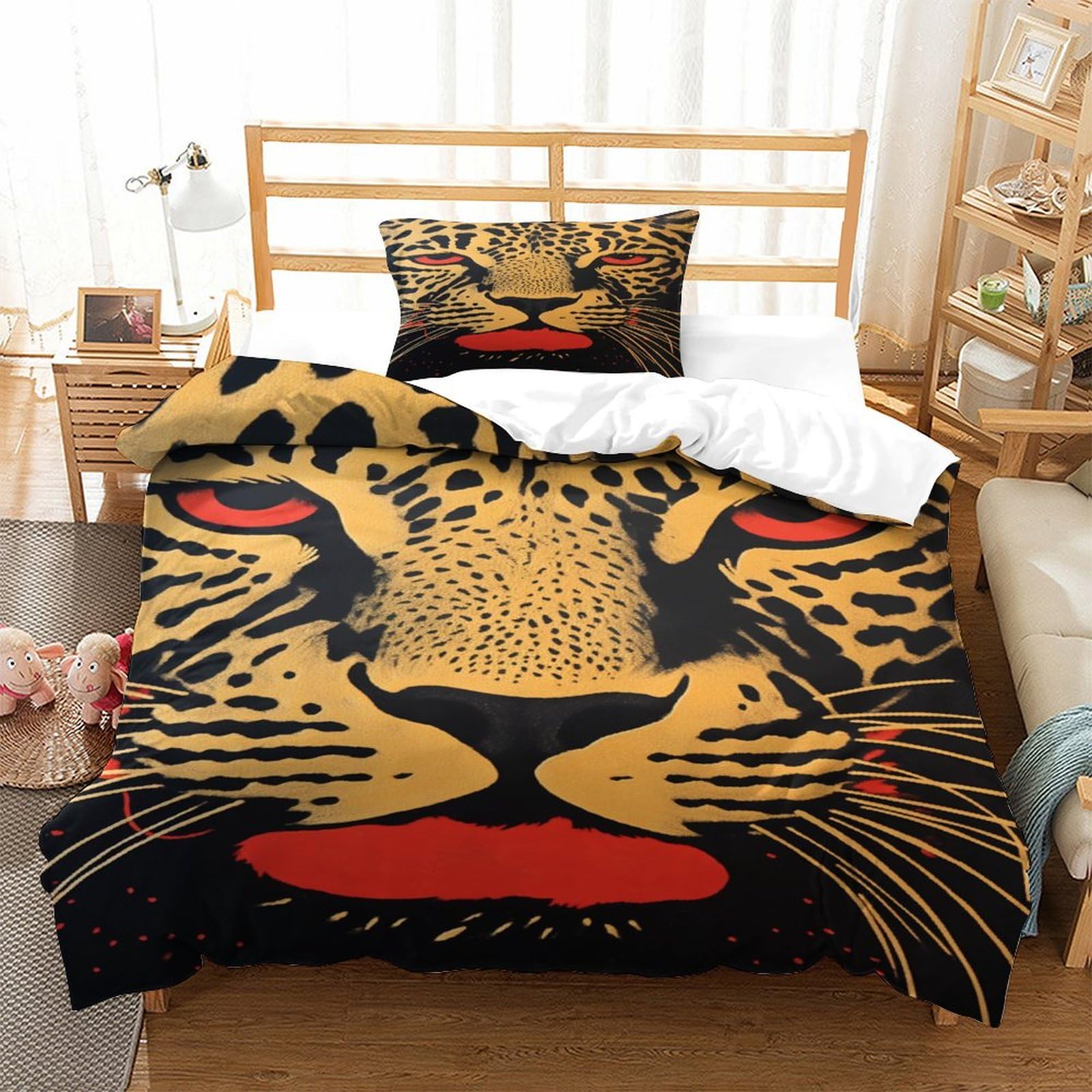 P1S9U7W5Y 3D Printed Leopard Animal Duvet Cover Set 3pcs Microfiber Wild Bedding Set Single