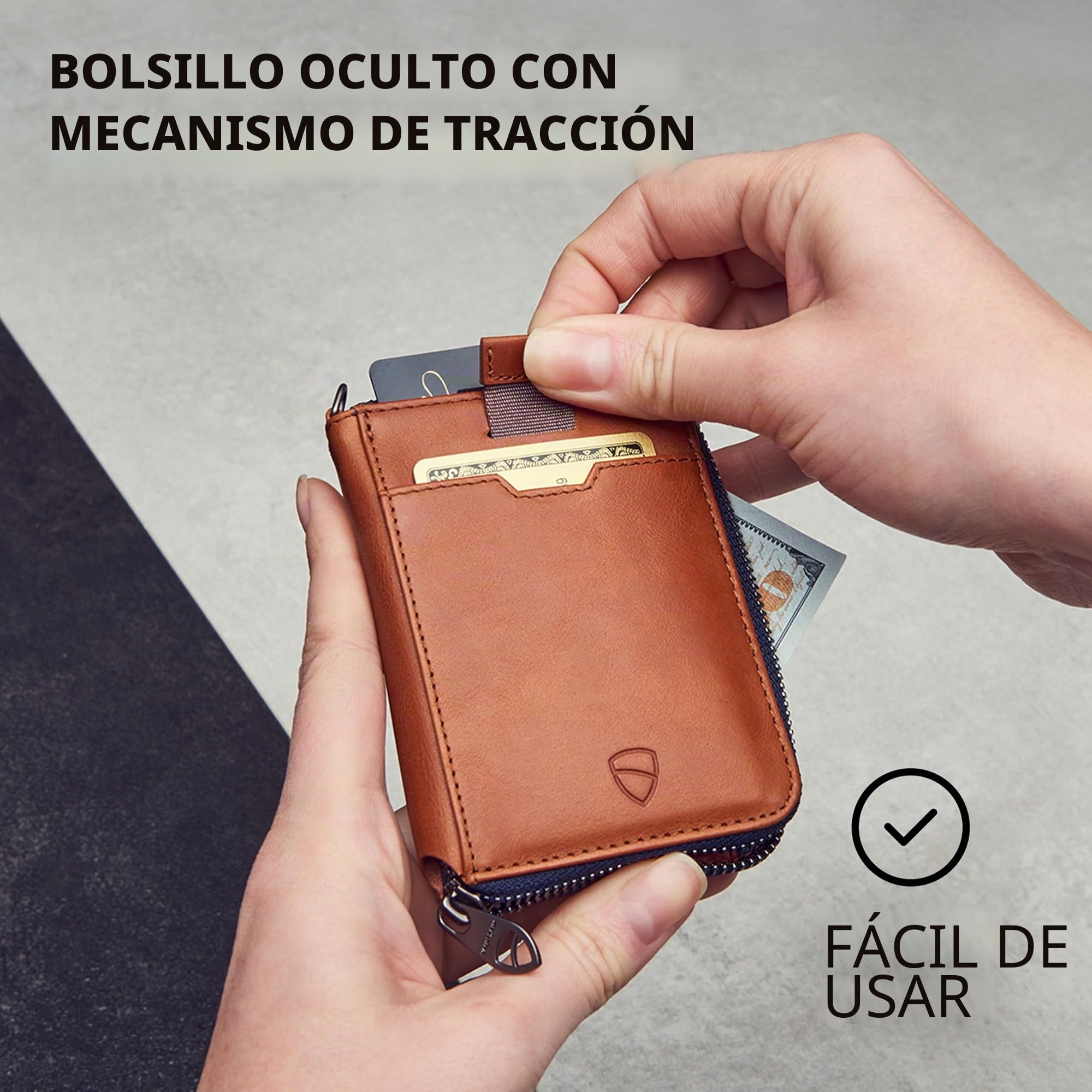 Vaultskin Notting Hill Cartera de Piel con Cremallera y RFID