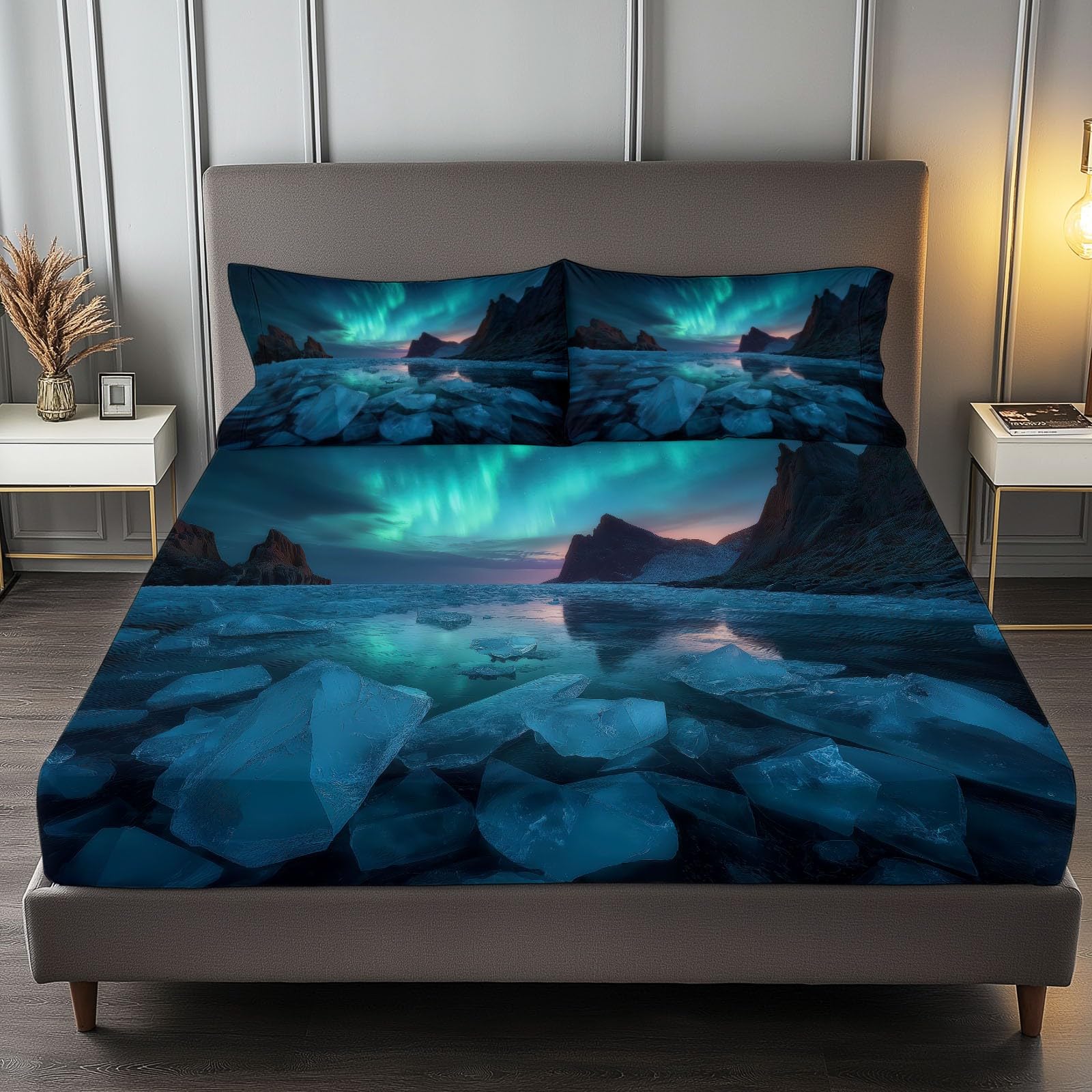 Drap-Housse 140x200 Grand Bonnet 30cm Anti-Glisse pour Matelas Épais Bleu