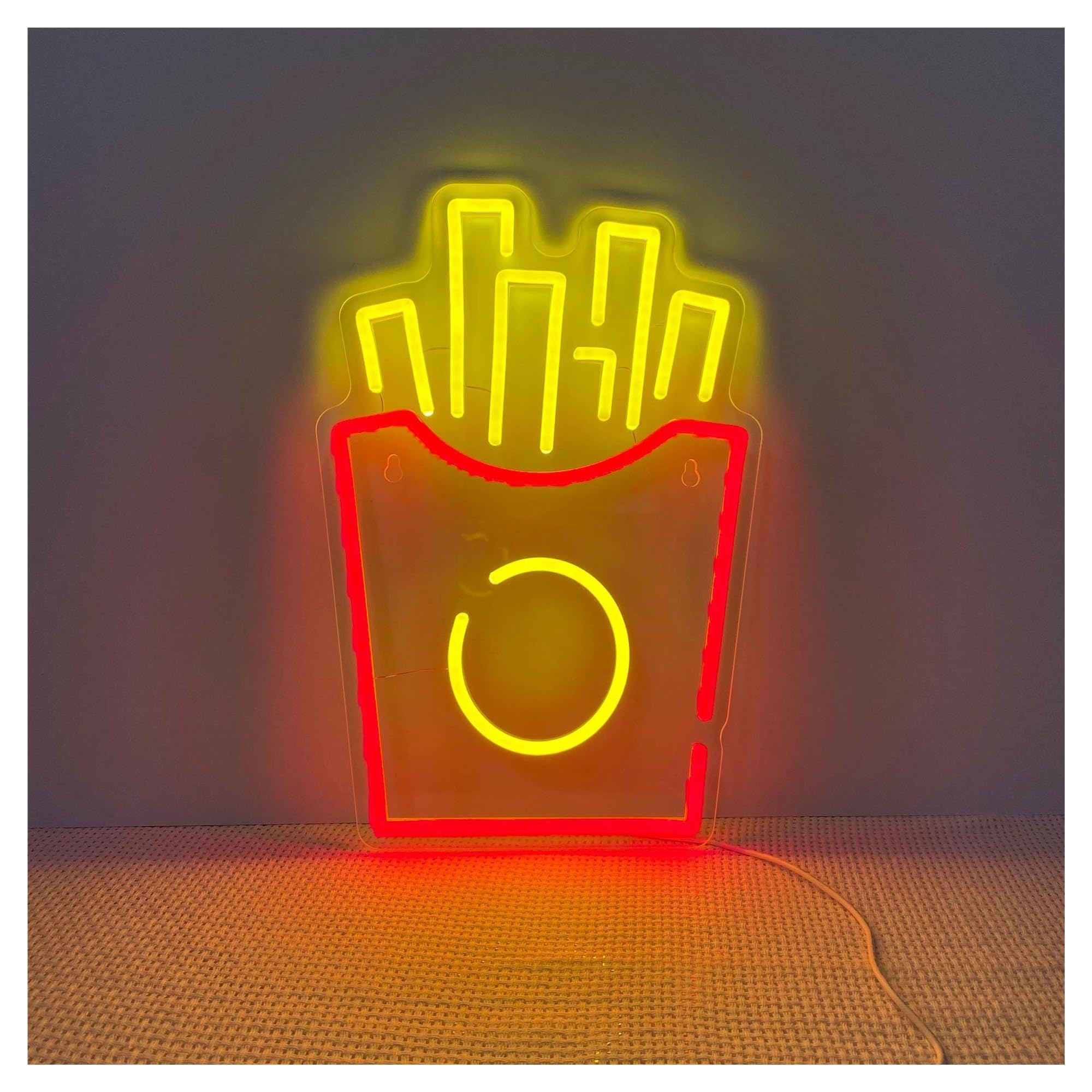 RONGCH Hanging Art Neon Signs French Fries Neon Sign, Suitable for Restaurant Decor with Brightness Adjustable 27cmx40cm