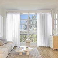 Vista 19 de MUMFAS Cortina plisada opaca de lino con aislamiento térmico para oscurecer la habitación, panel de tratamiento de ventana para dormitorio, puerta