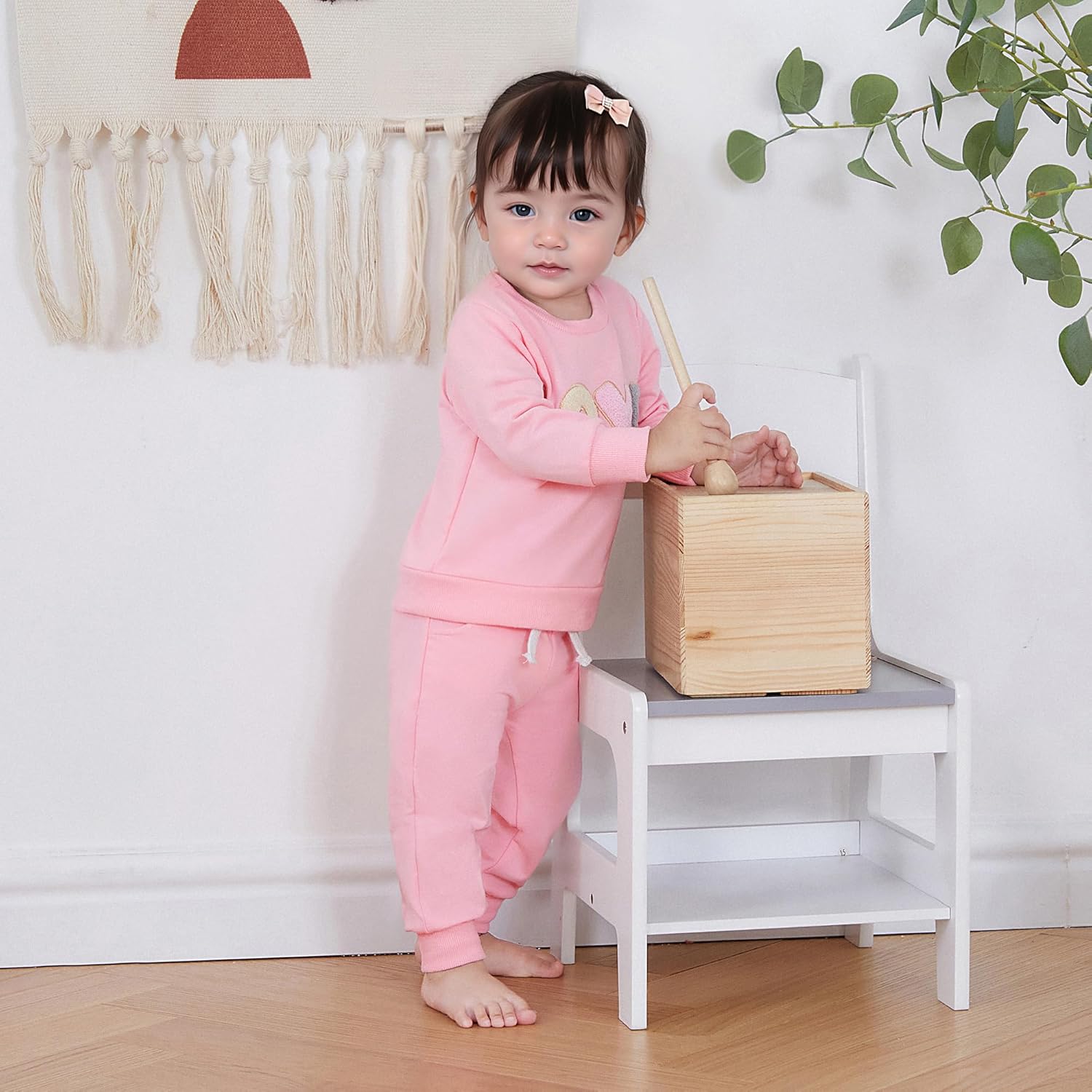 Toddler Baby Girl Valentines Day Outfit 3 6 9 12 18 24 Months Long Sleeve Sweatshirt Pants Set Cute Spring Clothes - Image 4