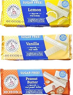 Lemon, Peanut Butter, Vanilla -Sugar Free Wafer Cookies - 9 Oz Each- Bundle of 3