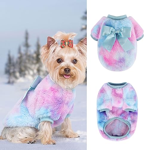 Suéter para perro, ropa de chihuahua, ropa para cachorros para perros pequeños y niñas, abrigo de invierno para mascotas, atuendo para gatos, rosa