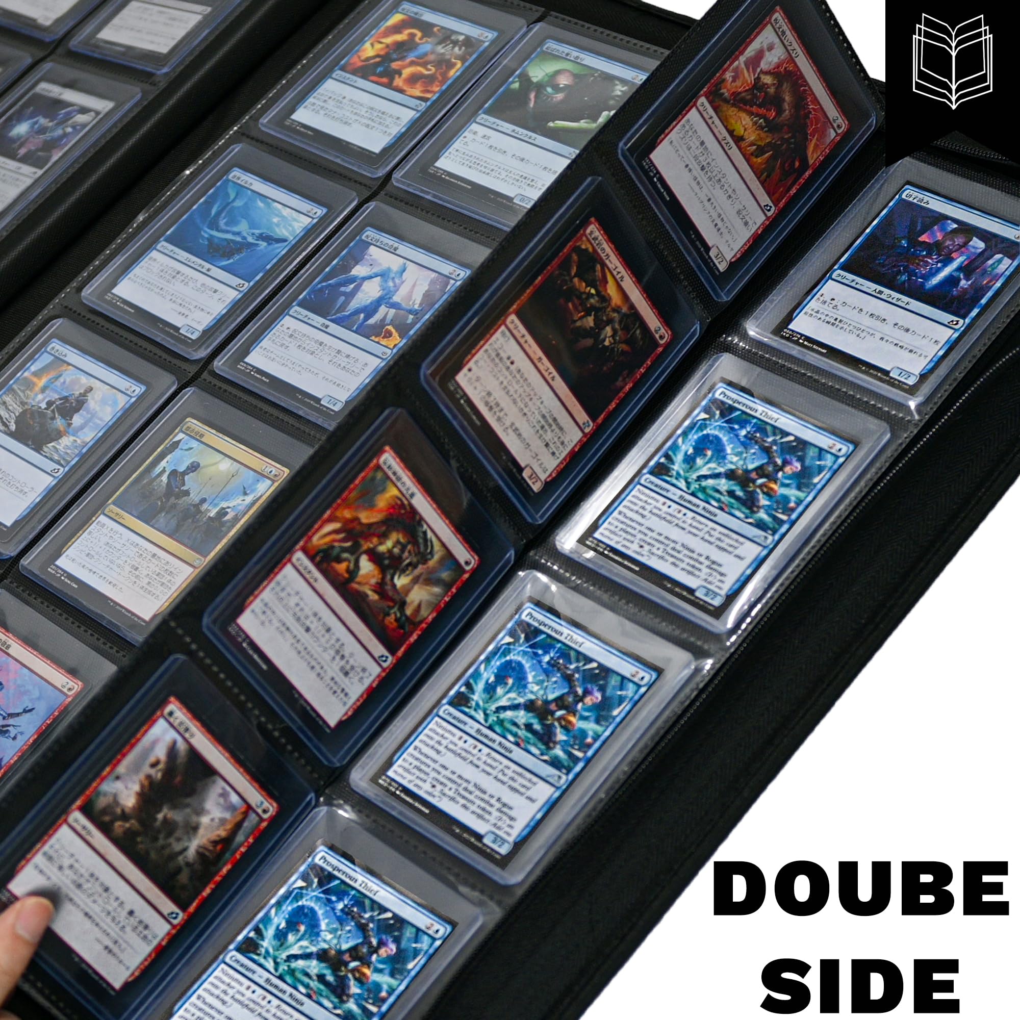 Carpeta de carga superior, capacidad para 640 cargadores superiores, carpeta de carga superior de 16 bolsillos para tarjetas rígidas de 3 x 4 pulgadas, carpeta de tarjetas de doble cara Abulm