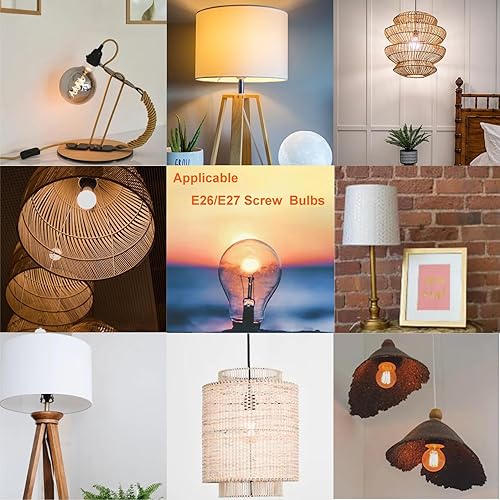 Miniatura 6 de atiyoc Enchufe de luz negra, configuración de encendido y apagado de la perilla de 2 vías, base E26, tornillo estándar resistente al calor, colgante