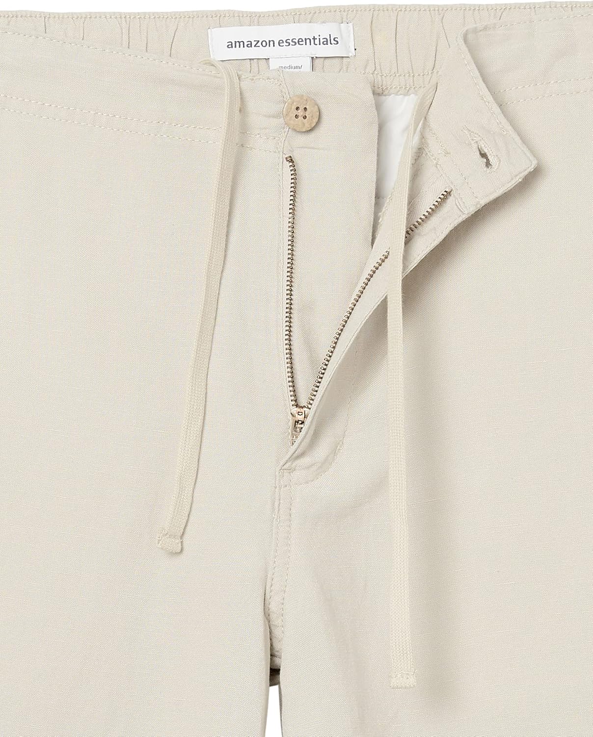 Amazon Essentials Men's Classic-Fit Flat-Front 9" Linen Short Medium Light Beige