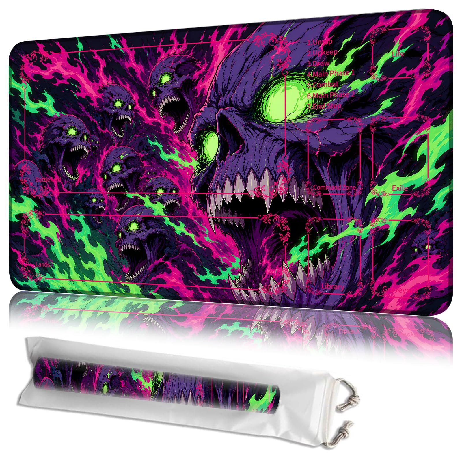 JANENFNA MTG Playmat with Zones 24 x 14 in, Non-Slip, with Storage Bag — image 1