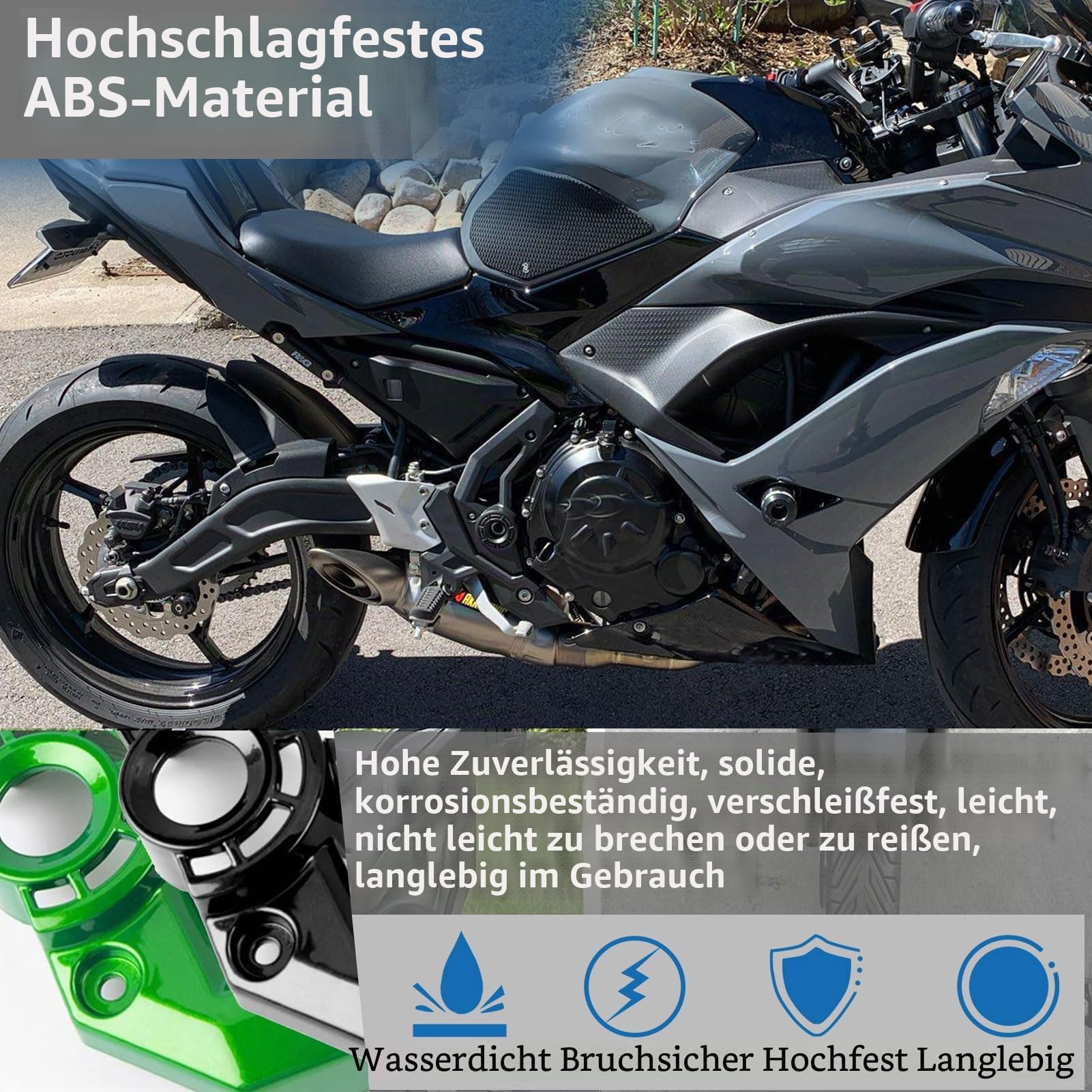 Rahmen Seite Abdeckung Gugel Panel Blenden Verkleidung Schutz Protector passend für Ka&wa&sa&ki Ninja 650 Z-650 NINJA650 Z650 2017-2024 Motorrad zubehör (Schwarz matt)