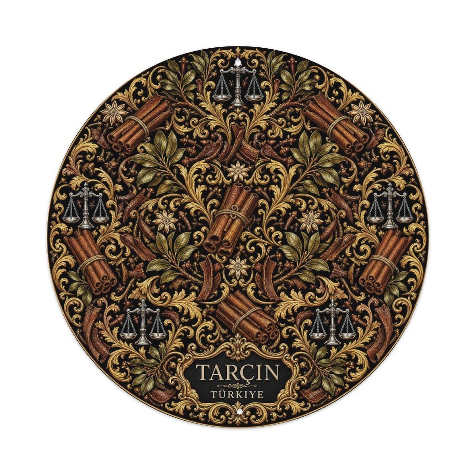 Midnight Black Turkish Cinnamon Floral Arabesque Metal Tin Sign