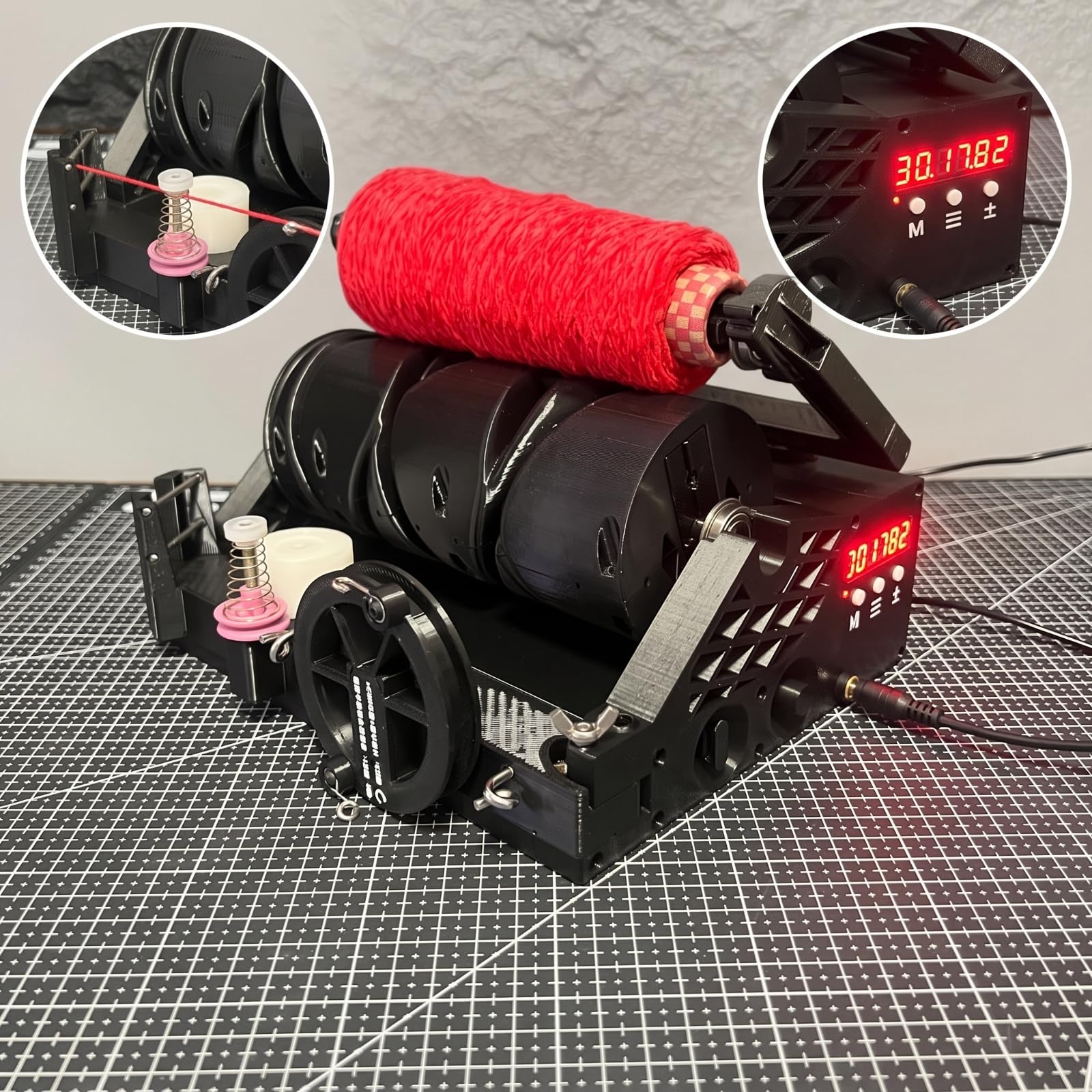 Bobinatrice Elettrica da Tavolo Regolabile Bobinatore da Tavolo Compatta Attrezzatura per Artigiani, Laboratorio, Rosso