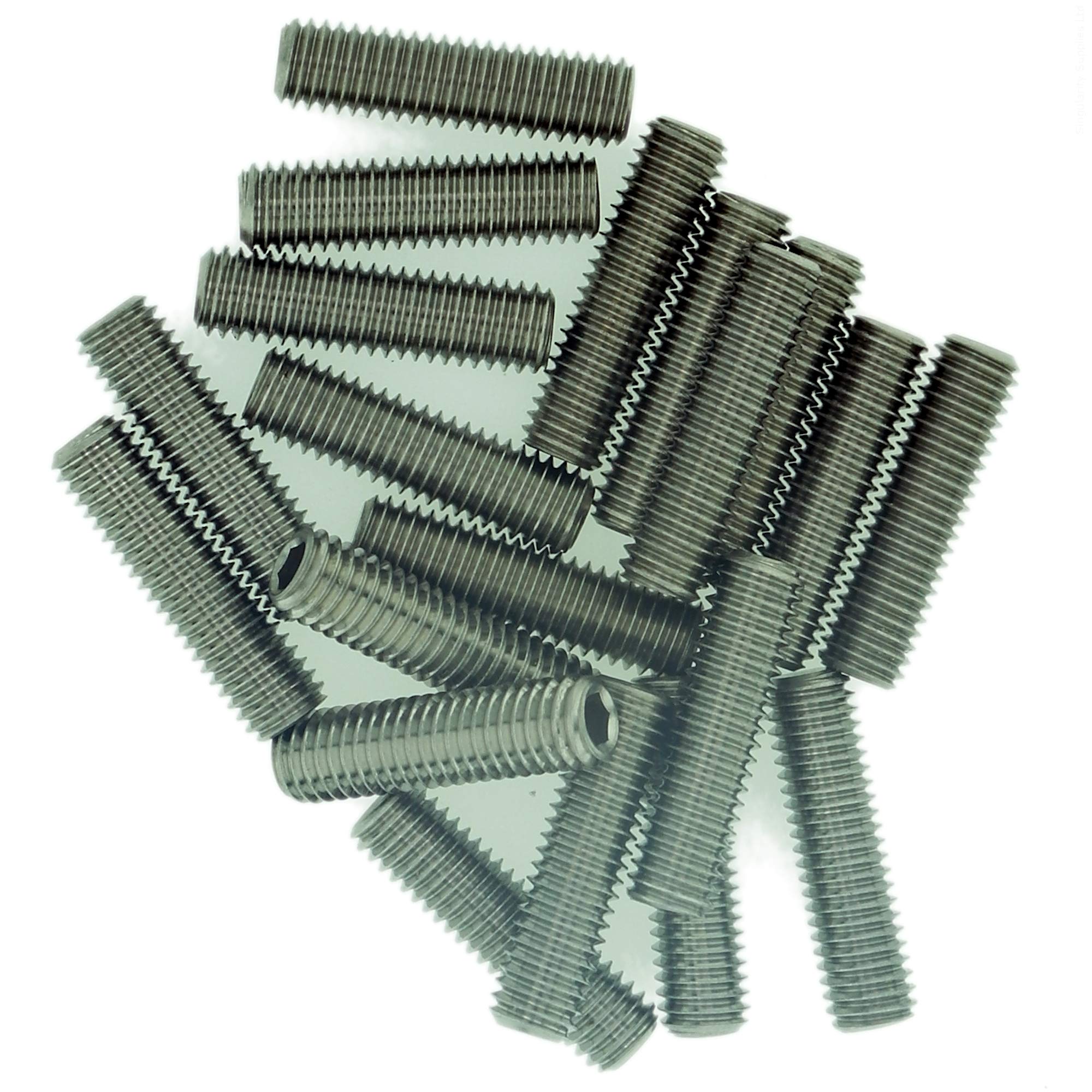 Singularity Supplies Silver M8 (8Mm X 20Mm) Hex Socket Grub Screw (Flat Point) - Stainless Steel (A2) (Pack Of 20)