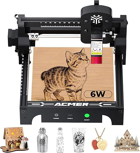 Miniatura 11 de Acmer S1 Máquina de Grabado y Corte Láser, 3.5W (3500mW) para Madera, Acrílico, Cuero, Plástico - Área de Grabado Compacta de 130x130mm, Proyectos