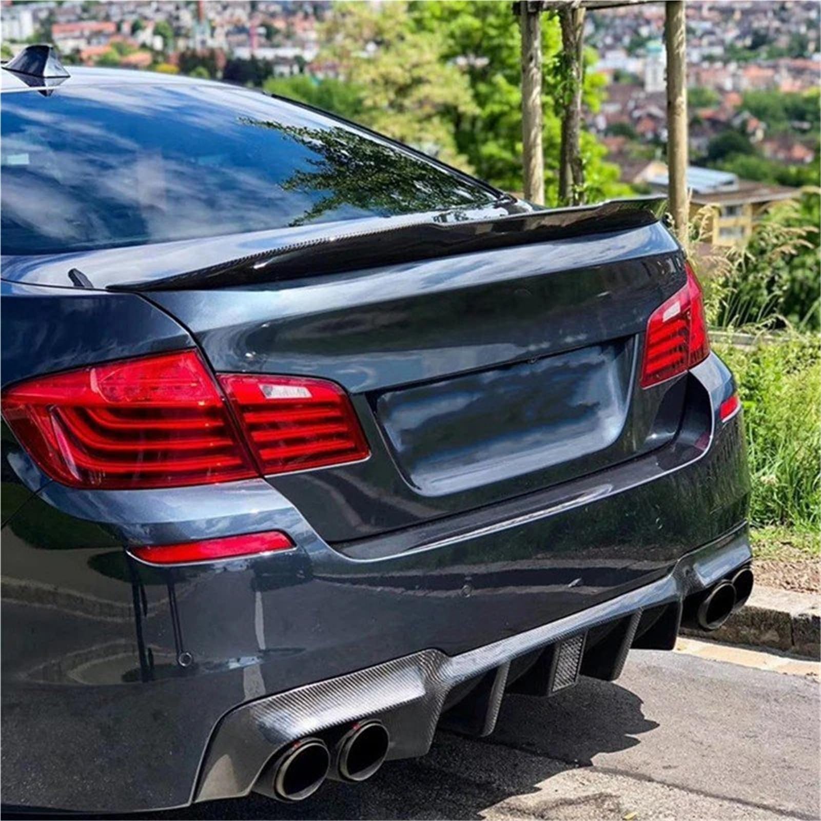 Dla B&MW Seria 5 F10 F18 M5 Sedan 2009-2017 Lotka Tylny Skrzydło Na Klapie Spoiler Bagażnika Akcesoria Zewnętrzne Spojler Tylny Trunk Wing(Real carbon fiber)