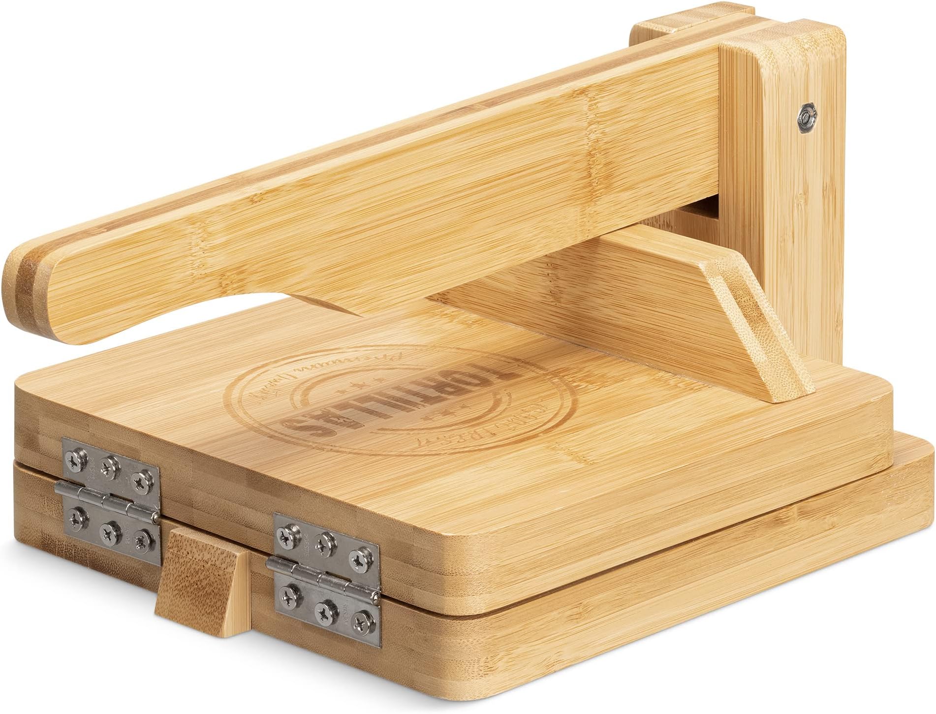 Navaris Bamboo Tortilla Press Diameter 25 cm - Taco Maker Taco Press - for Homemade Roti Naan Wraps Quesadilla Pita - Manual Dough Press Machine