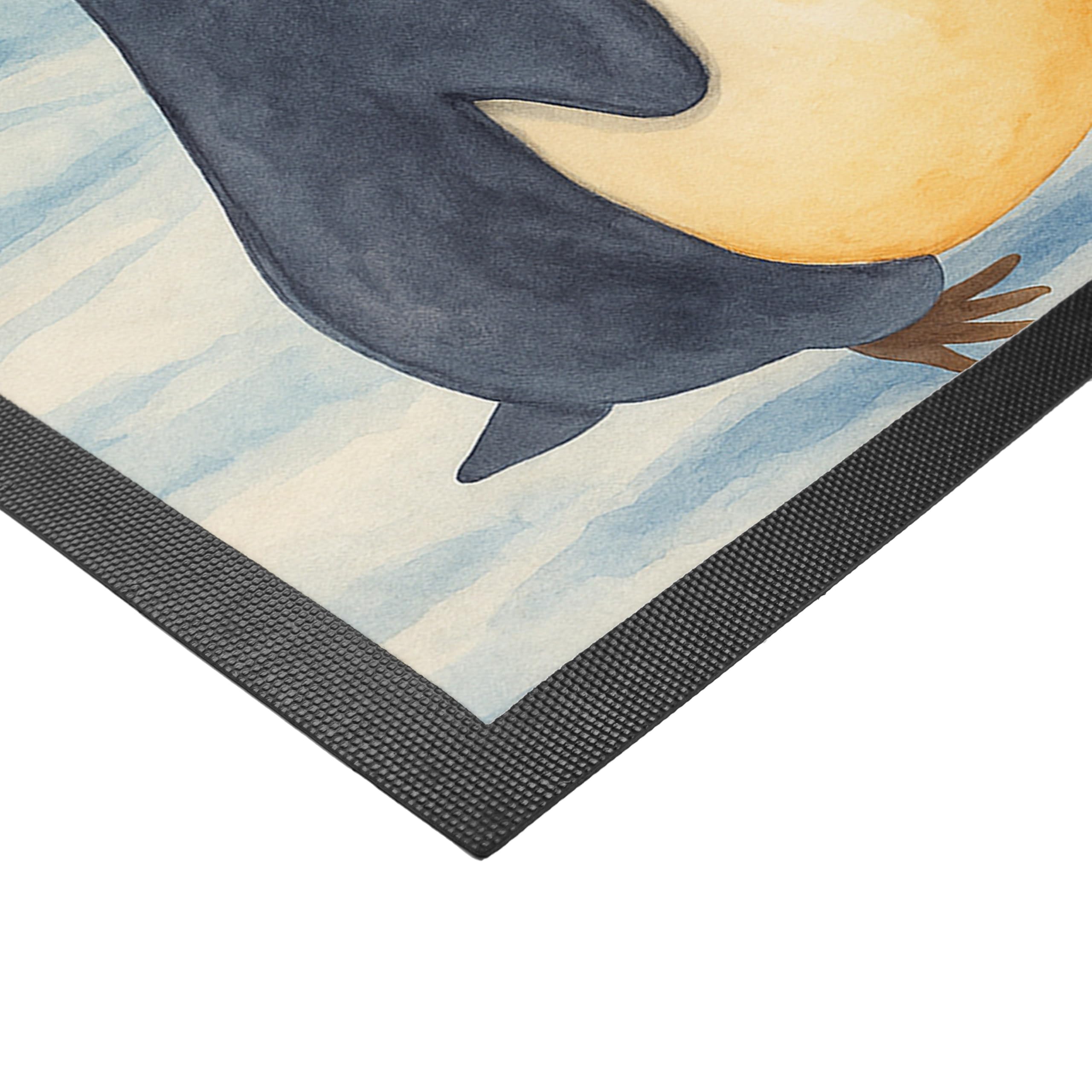 Mr. & Mrs. Panda Personalisierte Fussmatte Pinguin marschieren Design 60 x 90 cm - Geschenk, Bruder, Schmutzfangmatte personalisiert, Pinguine, Fußmatte, Aufstehen, Spazieren, personalisierbar
