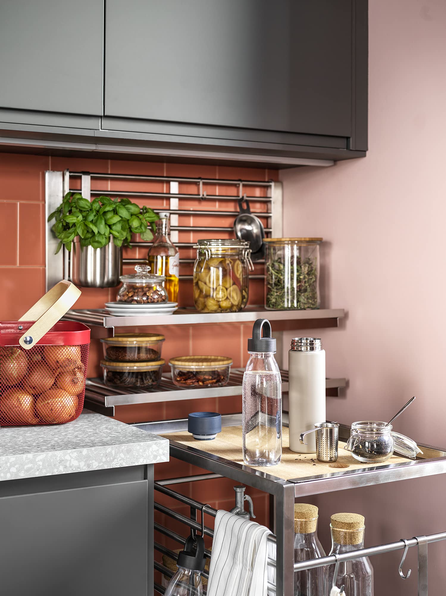 MITTLED - Tira de iluminación LED para encimera de cocina, 40 cm, regulable en color aluminio