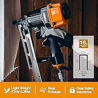 Vista 2 de Freeman Grapadora neumática de corona mediana de calibre 16 de 2 pulgadas con gancho de cinturón de metal ajustable PSS50