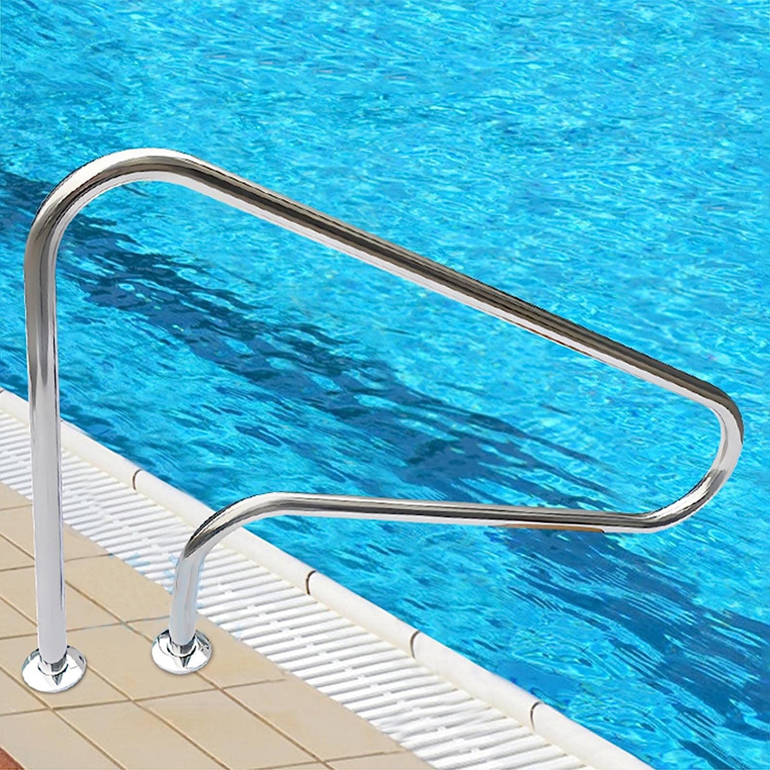 Pool-Handlauf, Pool-Handhaltegriff Aus Edelstahl 304, Schwimmbad-Handläufe Mit Einer Tragfähigkeit Von 250 Pfund Für Bodenschwimmbäder, Thermalbäder, Wasserparks,1pack