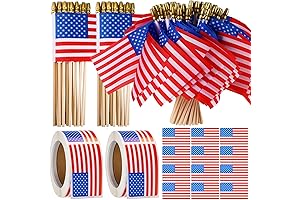 Massive Patriotic Pack: 600 Pieces of Mini American Flags and USA Flag Stickers