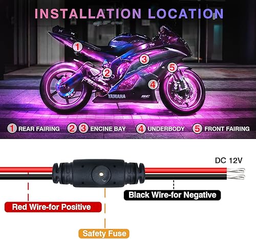 Miniatura 7 de 12 piezas de luces LED RGB para motocicleta para Harley Davidson Kawasaki Suzuki Yamaha Golf Cart, kit de luces subterráneas multicolor para