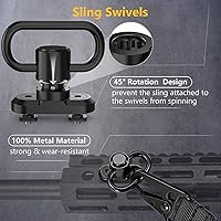 Vista 2 de CVLIFE Eslinga de Dos Puntos con 2 Unidades de Giratorios Antirrotación para Eslinga, Eslinga de Rifle de Longitud Ajustable con Diseño de Cordón