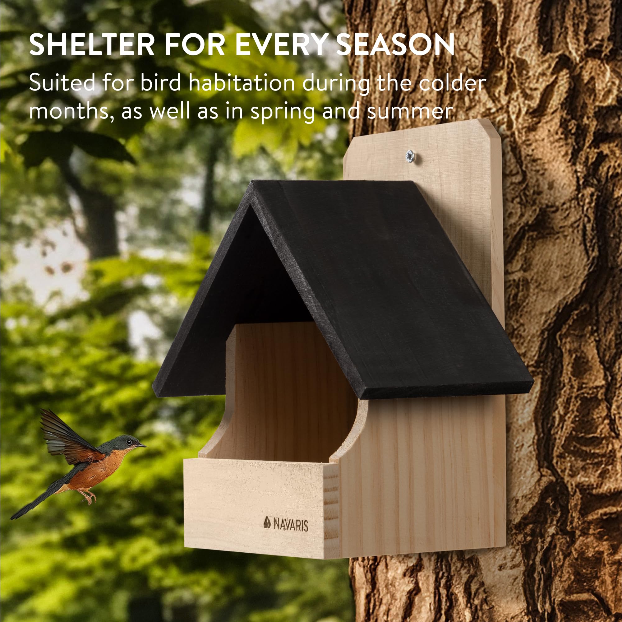 Casetta Nido Per Uccelli Navaris - In Legno Di Pino, Verde, 23x12x23cm, Per Passerotti E Usignoli - Foto 8