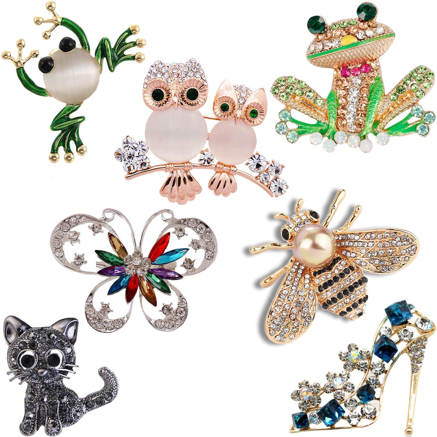 Women Brooch Set Crystal Pin Christmas Gifts Stocking Stuffers Vintage Animal Insect Elegant Flower Pins Brooches Bulk for Women Girls