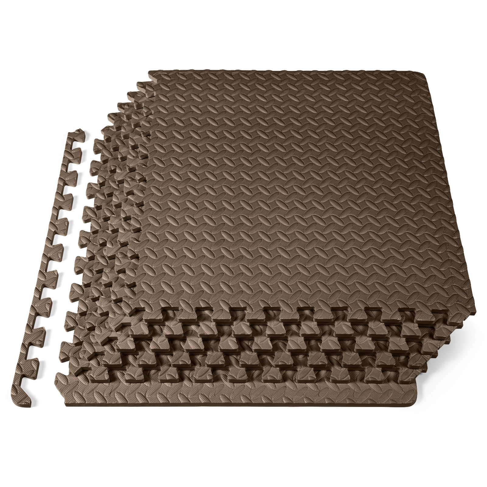 ProsourceFit Exercise Puzzle Mat 1/2-inch, EVA Interlocking Foam Floor Tiles for Home Gym, Workout Equipment, Kids Play Areas, Brown, 24 Sq Ft - 6 Tiles