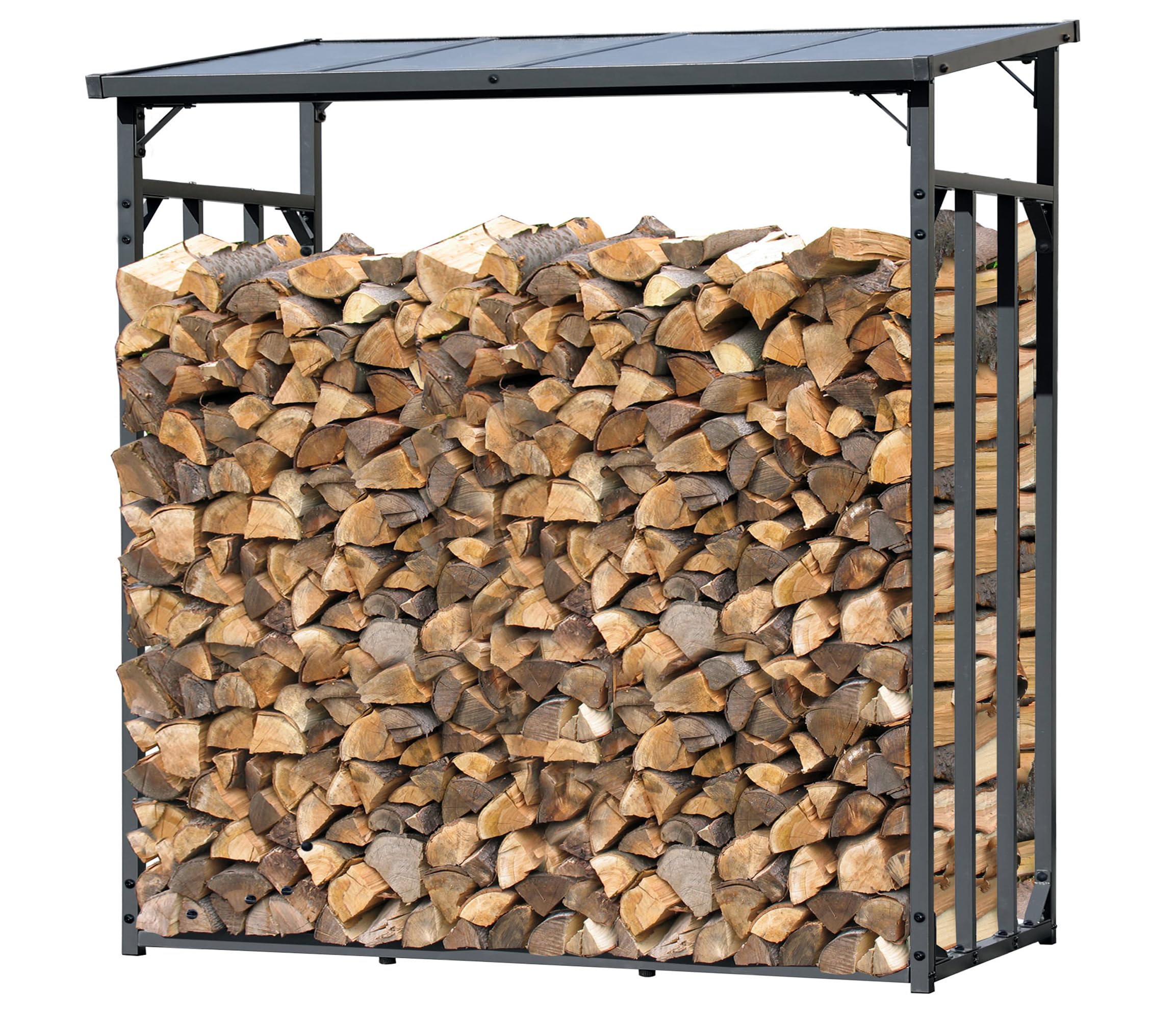 QUICK STAR Scaffale per legna da ardere in metallo, colore antracite, XXL, 185 x 70 x 185 cm, supporto per legna da ardere, 2,3 m³, per esterni