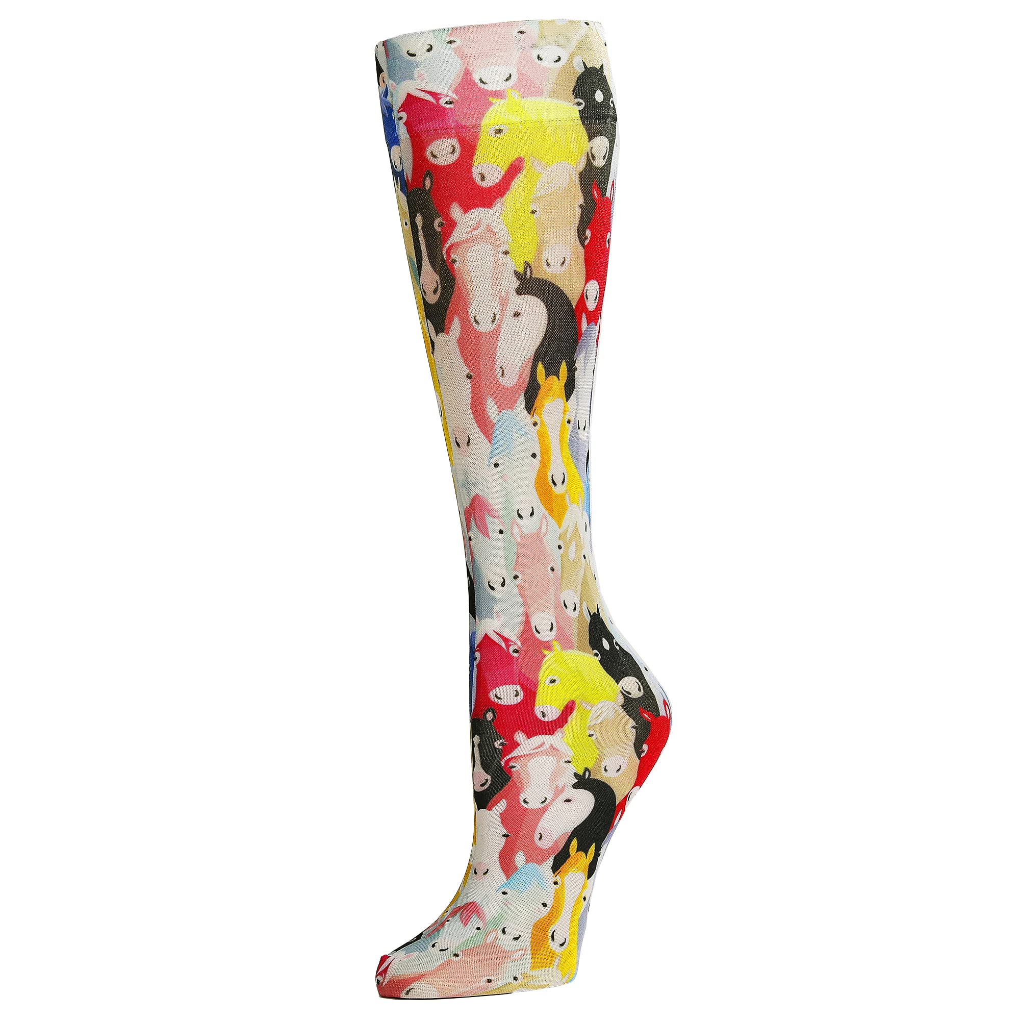 Celeste Stein Therapeutic Graduated Compression Socks, Multi Ponies, 15-20 mmHg Regular Calf