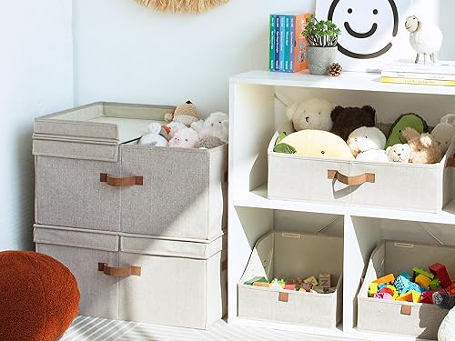 Miniatura 6 de StorageWorks Contenedor de almacenamiento de tela, cajas de almacenamiento grandes de 55 L con tapa de doble apertura y tablero divisor,