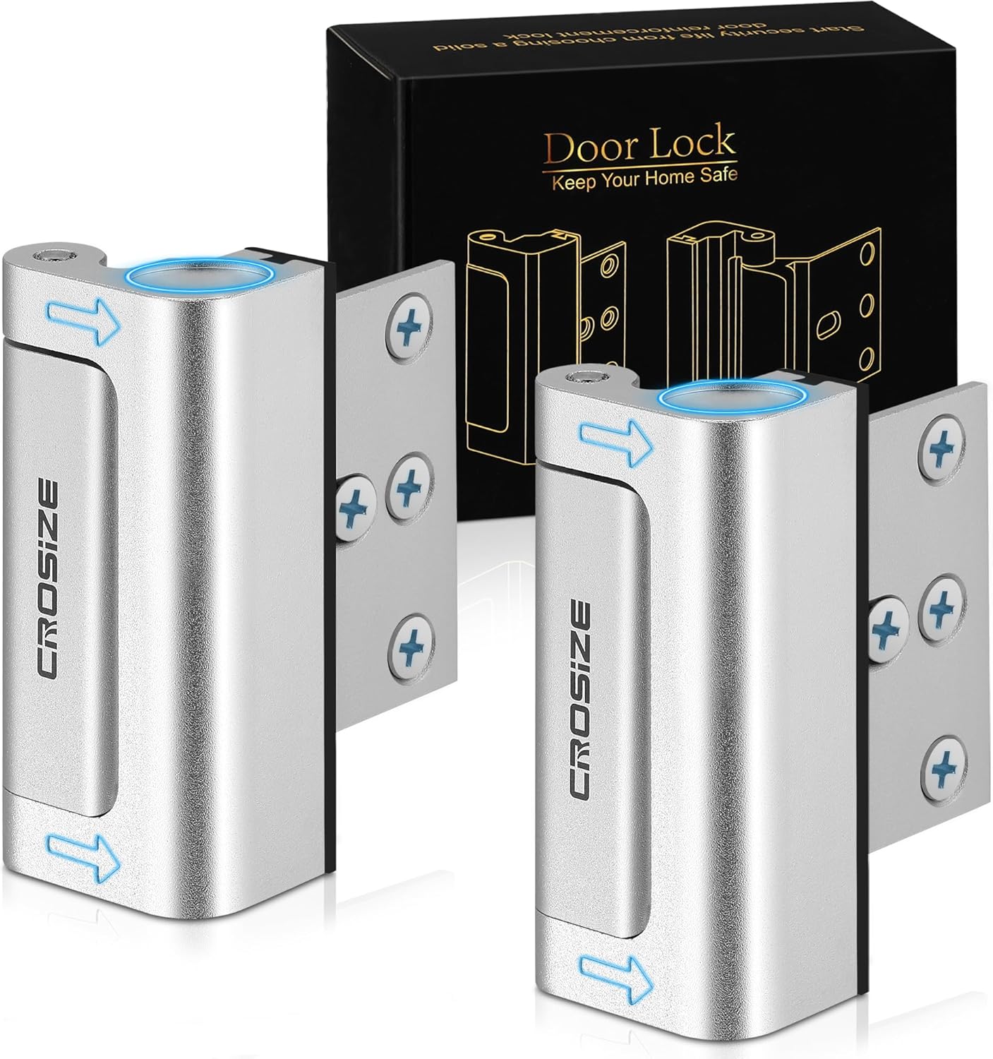 Home Security Door Lock, 2 Pack Childproof Door Reinforcement Lock