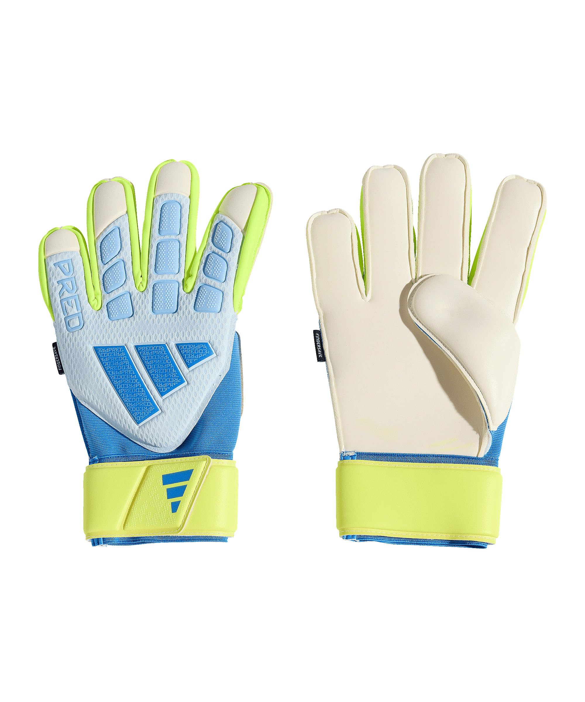 adidas Unisex Predator Goalkeeper Glove Match FINGERSAVE, Crystal Sky/ray Blue/Solar Yellow, 9.5