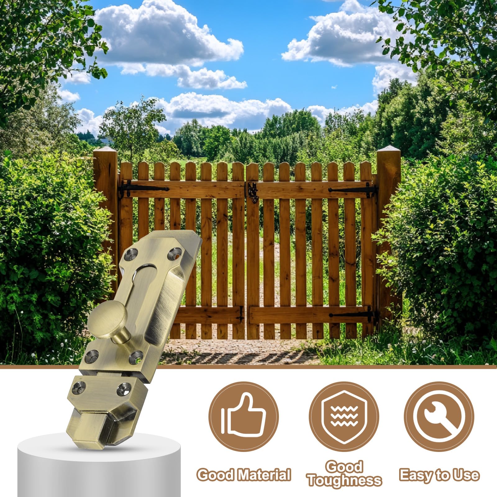 PATIKIL Barrel Bolt Latch, 4 Inch Solid Slide Door Lock Zinc Alloy Security Bolt Latch Vintage Gate Latches for Barn Warehouse Bronze - Image 4