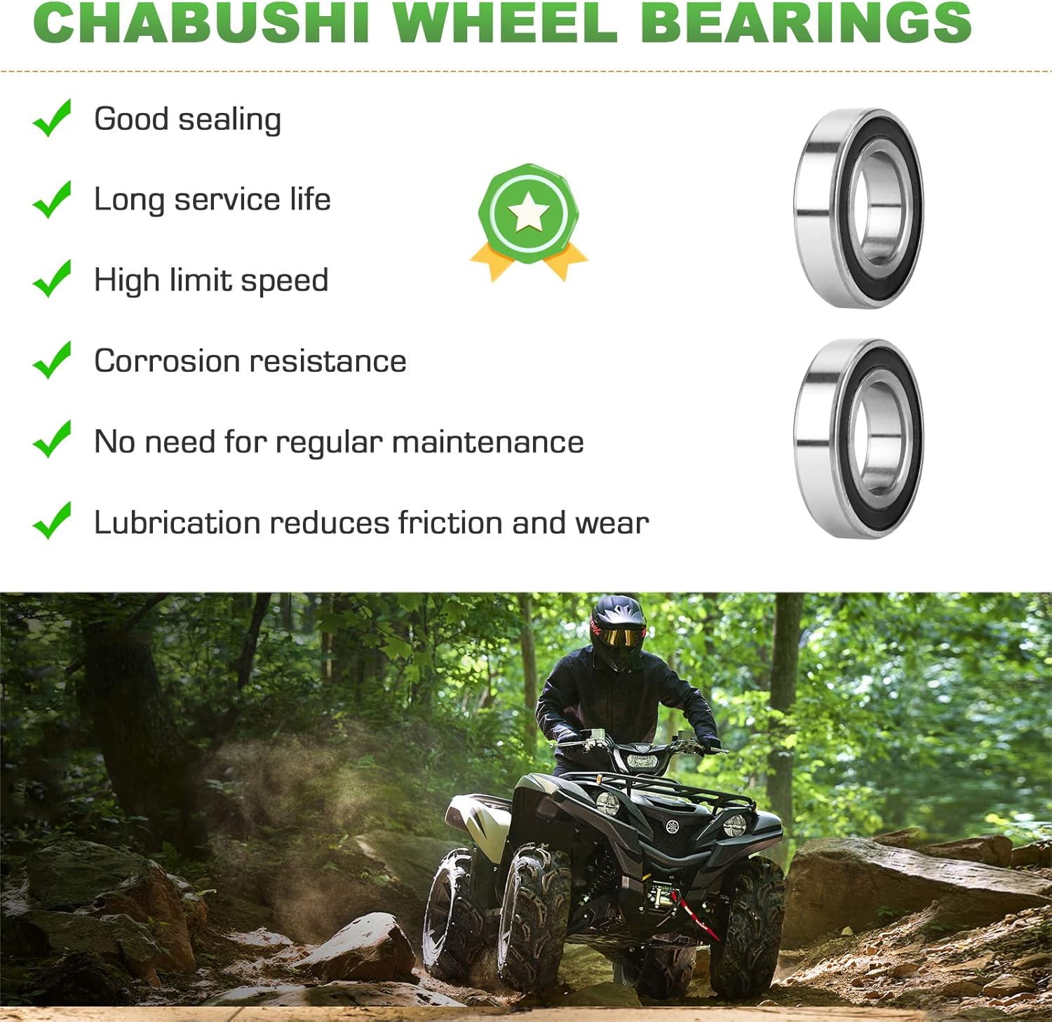 Rear Left CV Axle & Wheel Bearing Kit for Yamaha Rhino 450 2006 2007 2008 2009, Rhino 660 2006 2007, 1 pair Rear Left Greased 4340 Chromoly Steel CV Axle Drive Shaft & Bearing Assembly