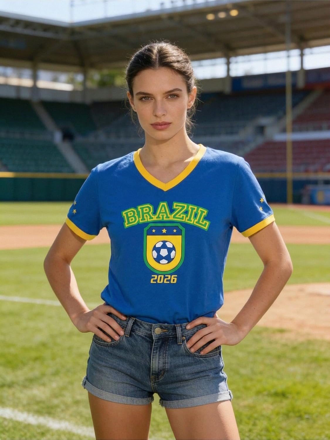 Soccer Cup 2026 Shirt Women Mexico Shirts Brazil Jersey Funny Soccer Graphic Jerseys Y2k V Neck T Shirts