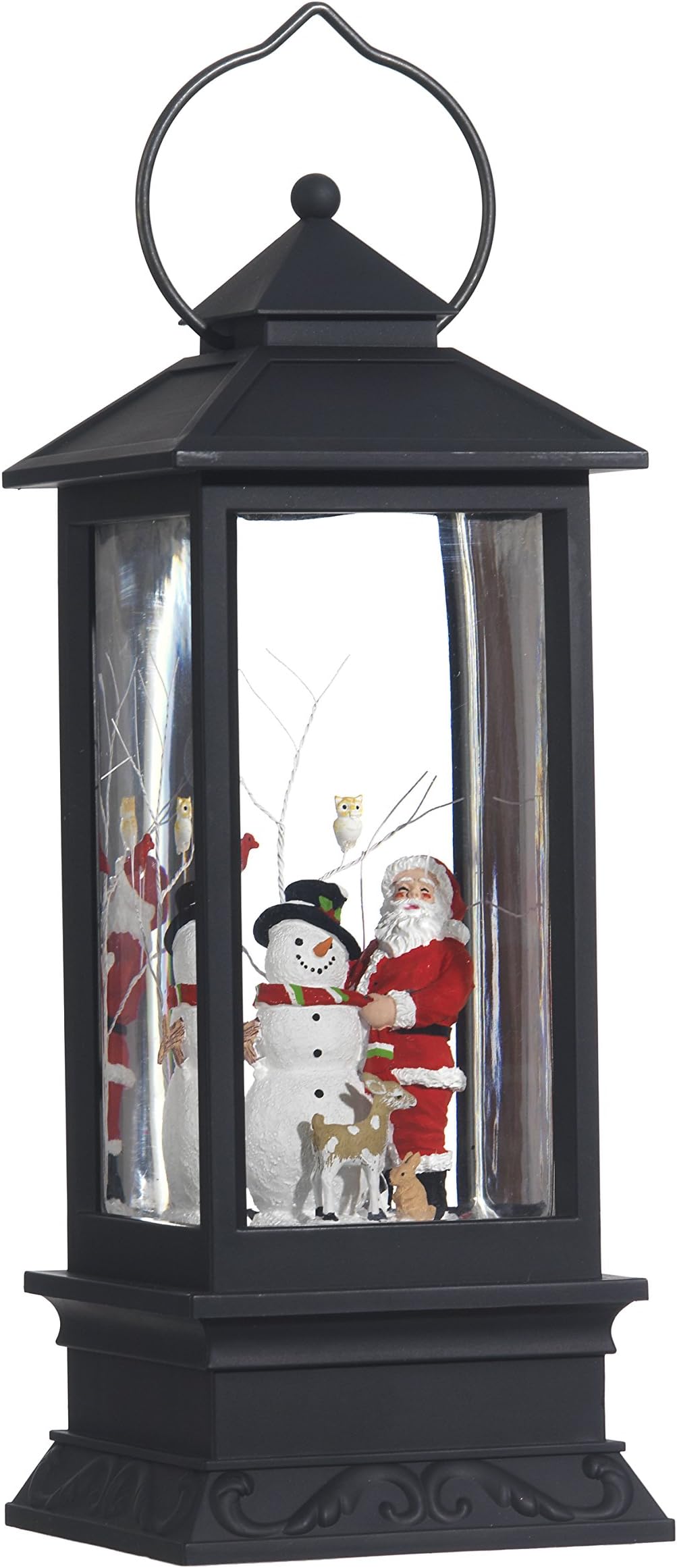 Lighted Snow Globe Lantern 11 Inch, Red Holiday Water