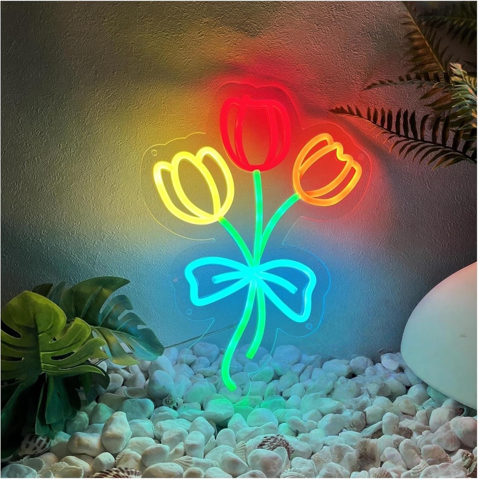 Zynther Neon lamp for neon Sign Bouquet of Tulips Light for Bistro Music Studio 40cmx30cm