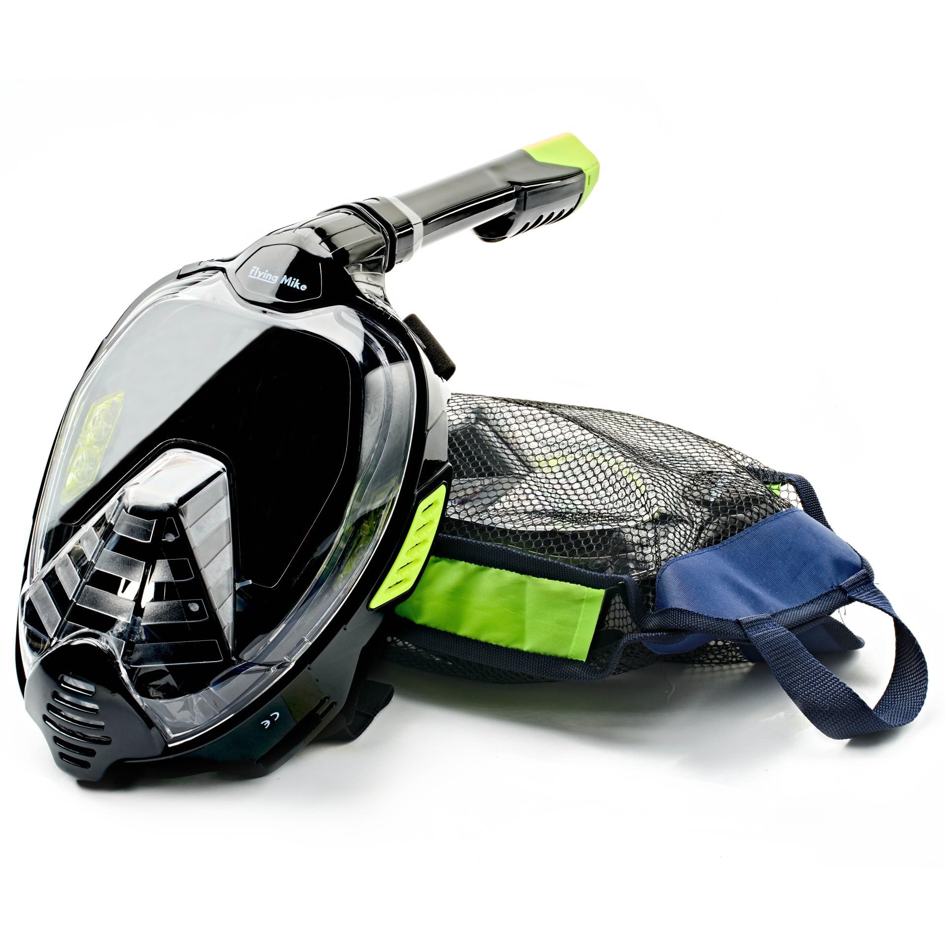 Captain Mike - Vollgesichts-Schnorchelmaske – 180° Sicht – faltbar – Dry-Top System – Anti-Beschlag – CO2-Filter – inkl. Tasche & Kamera-Halterung