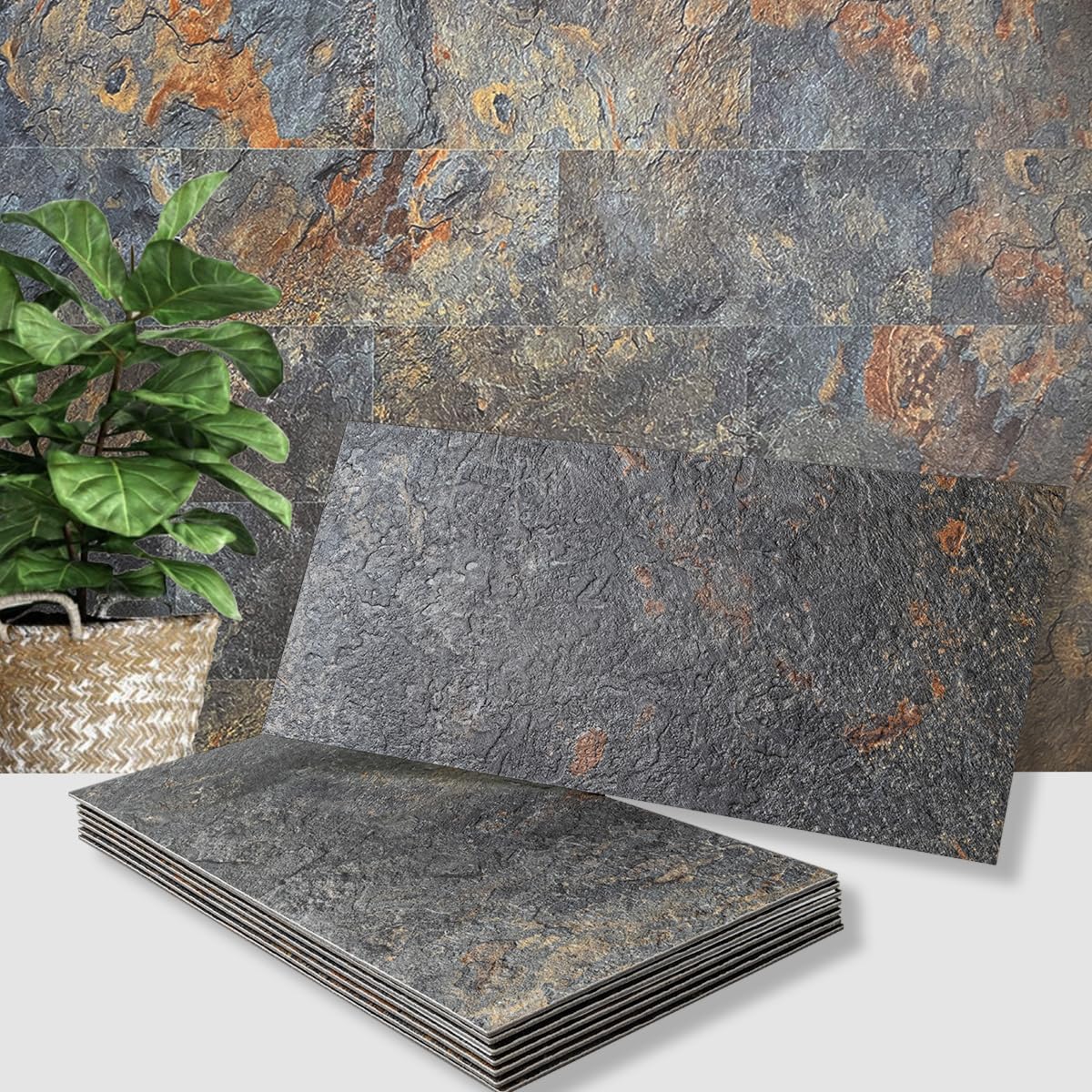 AULIGET Rust Slate Peel and Stick Backsplash