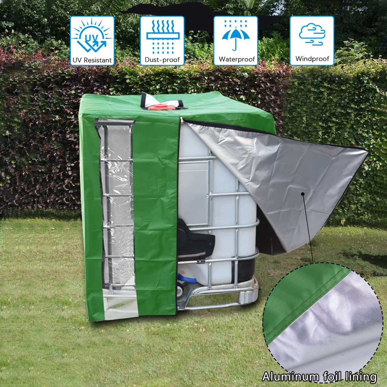 Couverture de réservoir IBC, Mise à Niveau de la bâche de Couverture 420D IBC pour réservoir d'eau 1000L / IBC Container Couverture de réservoir IBC de Protection Anti-UV