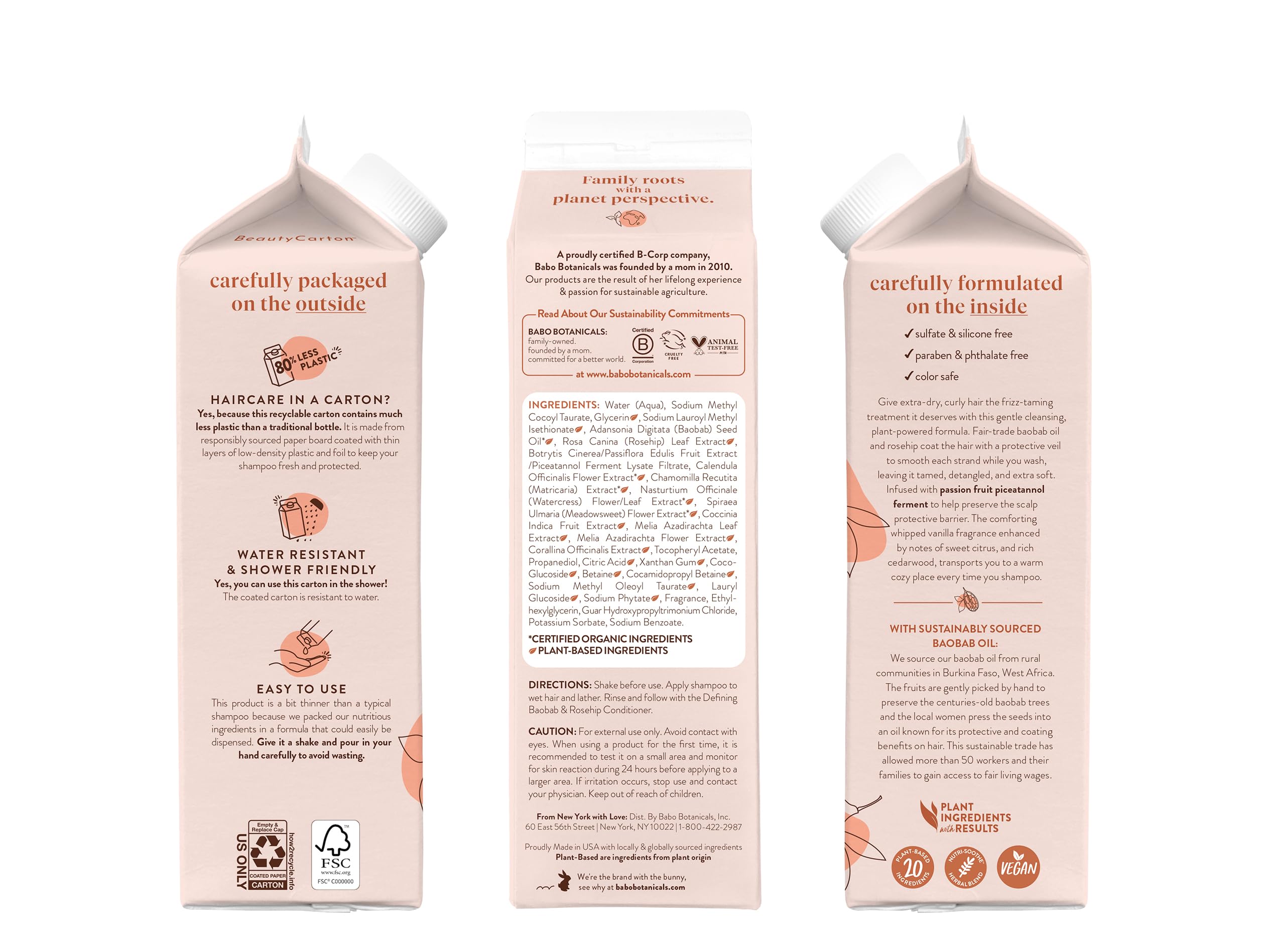 Babo Botanicals Defining Baobab & Rosehip Shampoo + Bundle with Conditioner – For extra dry, curly hair – Smooth & Define – Passion Fruit Ferment for scalp