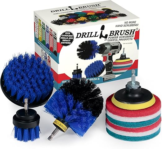 Drillbrush Cleaning Supplies Brush Drill Attachment Kit - Drill Brush Pads - Hot Tub Cleaner Brush - Pool Cleaner Brush - Scrub Brush - Power Cleaning Brush - Rotary Drill Brush Cordless Scrubber