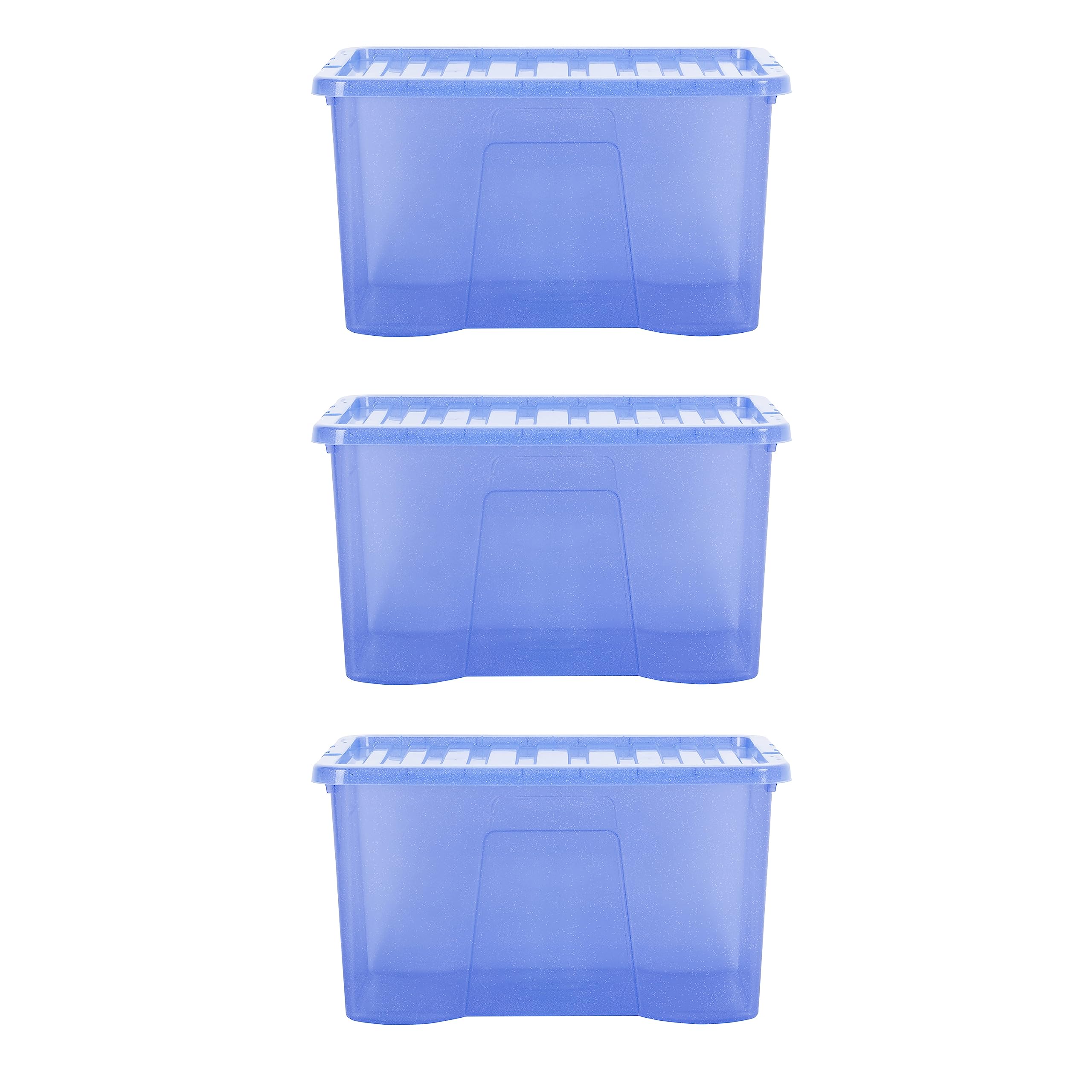 Wham Crystal 3 X 60L Stackable Plastic Storage Boxes With Lids Tint Blue from B&Q